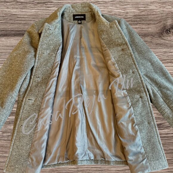 London Fog Women's Wool Peacoat Button Down Fully Lined Heavy Winter Coat - Picture 5 of 9